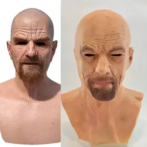 Funny Bald Old Man Latex Mask with Beard, Hyper Realistic Mask, Halloween Party Costume Accessory, Role Play Decoration, Masquerade Ball Props