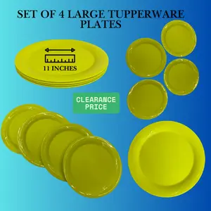 SET OF 4 LARGE 11-INCH PLATES, TUPPERWARE BRAND