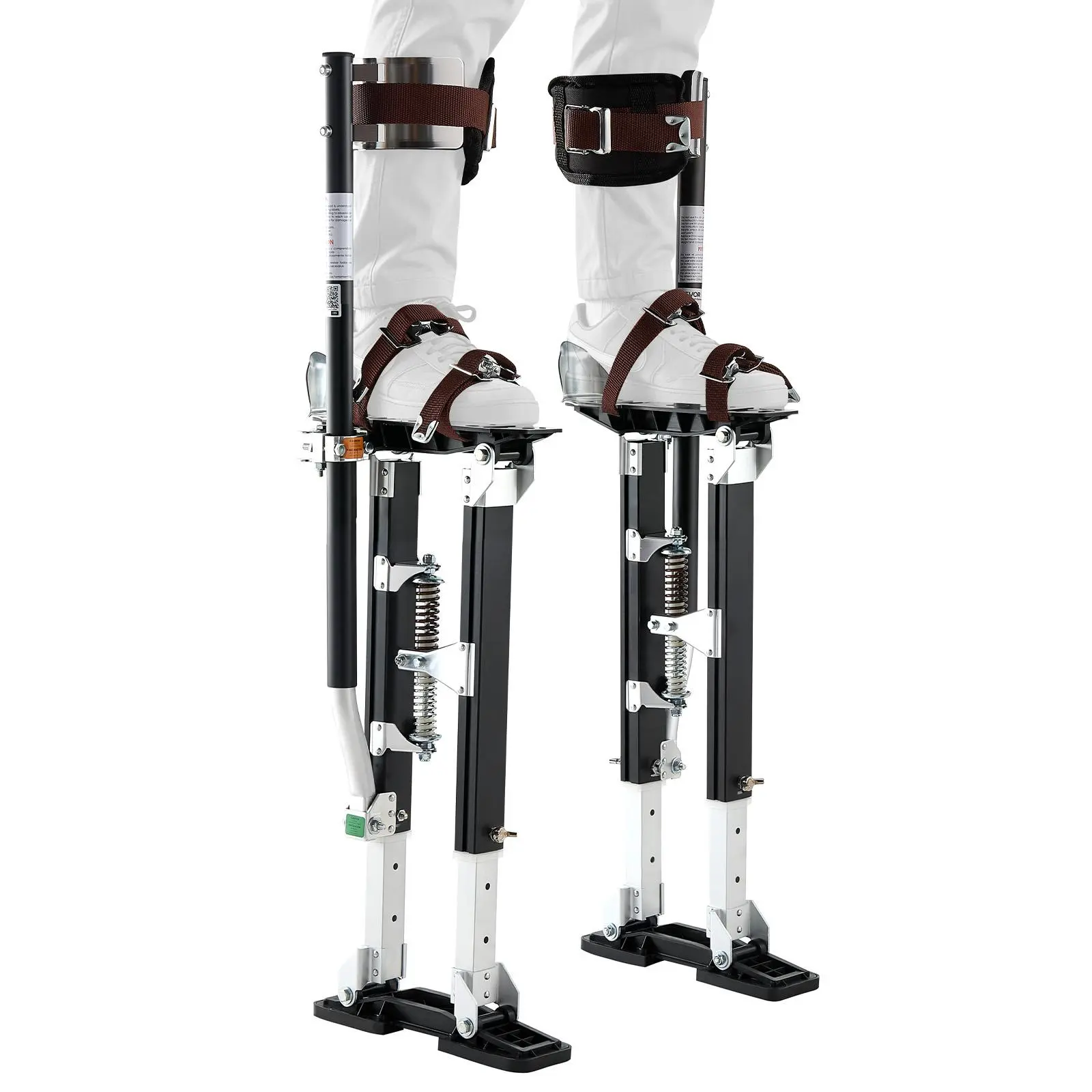 【SummerFinds】VEVOR Adjustable Height Drywall Stilts - 19.1-31.1 in Aluminum Drywall Tools, 228 lbs Load Capacity, Non-Slip Rubber Feet, Dual Spring Shock Absorb, Comfortable Leg Straps, Oxford Fabric Components, 3 Levels Heel Brackets, for Painters, Black