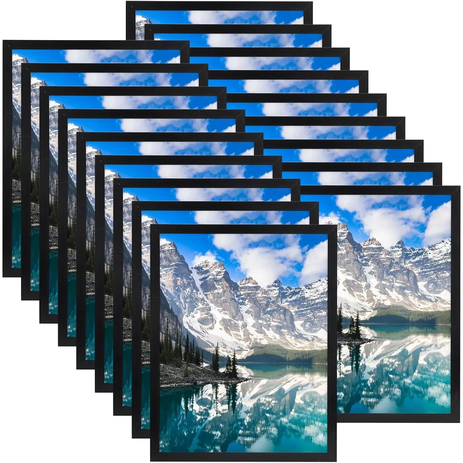 18 Packs 8.5x11 Black Multi Plastic Picture Frames Set with Plastic Cover, Certificate Frames for Document Diploma Award, Light Weight Bulk 8.5 by 11 Frames Pack for Wall Hanging and Table