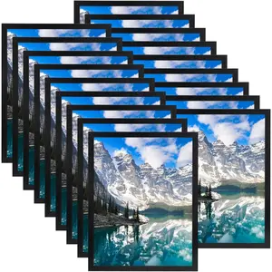 18 Packs 8.5x11 Black Multi Plastic Picture Frames Set with Plastic Cover, Certificate Frames for Document Diploma Award, Light Weight Bulk 8.5 by 11 Frames Pack for Wall Hanging and Table