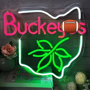 Buckeyes LED Neon Sign - High-Brightness, Illuminated, Letter-Shaped Lighting Novelty Lighting for Ohio State University Fans’ Bedroom, Man Cave summerwins,summerwins