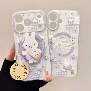 Cartoon purple Miffy rabbit case suitable for Apple iPhone 17, Apple 16/15/ProMax, soft case for 14/13