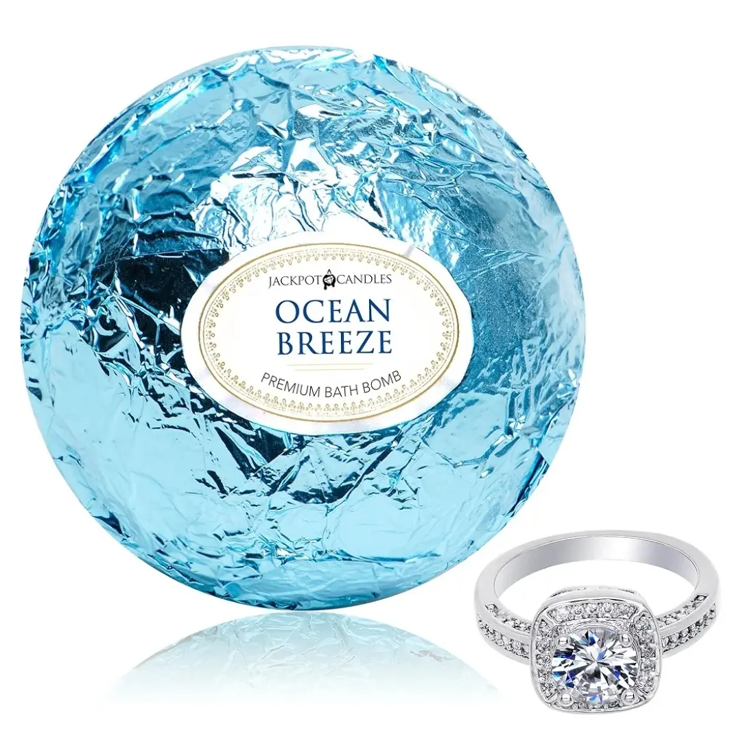 Bath Bomb with Ring Surprise Inside(value $15-$5000)Ocean Breeze Extra Large 10 oz. Made in USA