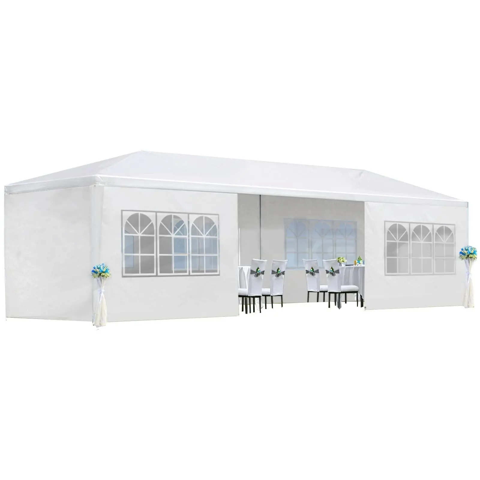 10'x30' Party Tent, Outdoor Wedding Canopy Tents for Parties with 8 Removable Sidewalls, Heavy Duty Canopy Outside Gazebo Event Tent for Parties Garden Patio Backyard, White
