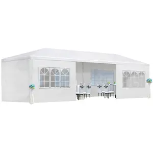 10'x30' Party Tent, Outdoor Wedding Canopy Tents for Parties with 8 Removable Sidewalls, Heavy Duty Canopy Outside Gazebo Event Tent for Parties Garden Patio Backyard, White
