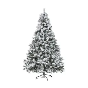 LuxenHome 7' Pre-Lit Flocked Artificial Full Ch ristmas Tree