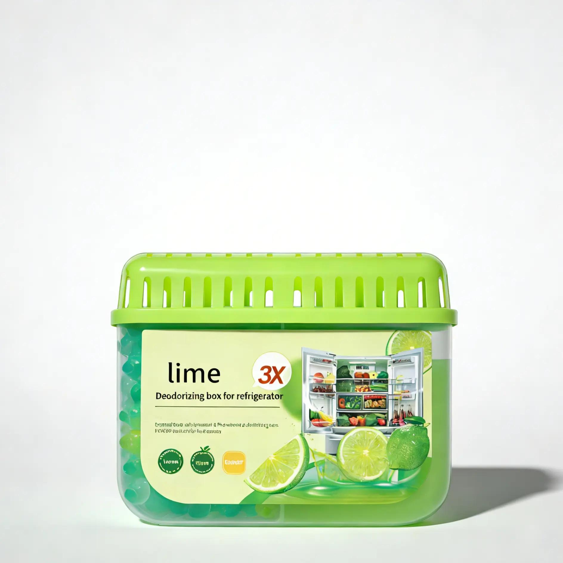 LONLXTOK Solid Natural Citrus Fridge Deodorizer with Lime Extract - Zesty Lime Scent, Odor Eliminator, 24-Month Long-Lasting, Home Care, Indoor Use Natural Deodorizer for Fresh Aroma