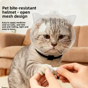 Cat Head Cover Bite-Proof Space Cat Helmet for Bathing & Nail Trimming, Anti-Scratch/Anti-Licking, Pet Elizabethan Collar