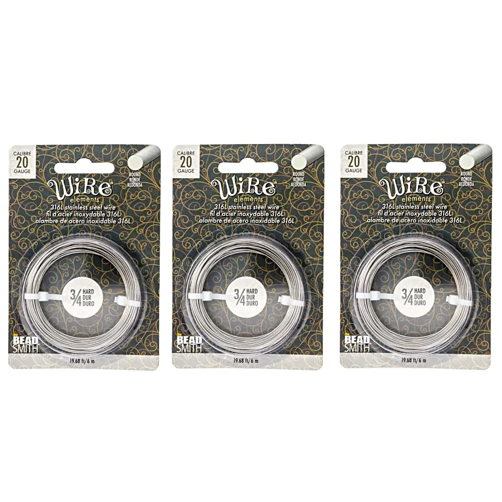 JTV Stainless Steel 20ga Wire 6 Meter Coil Set of 3