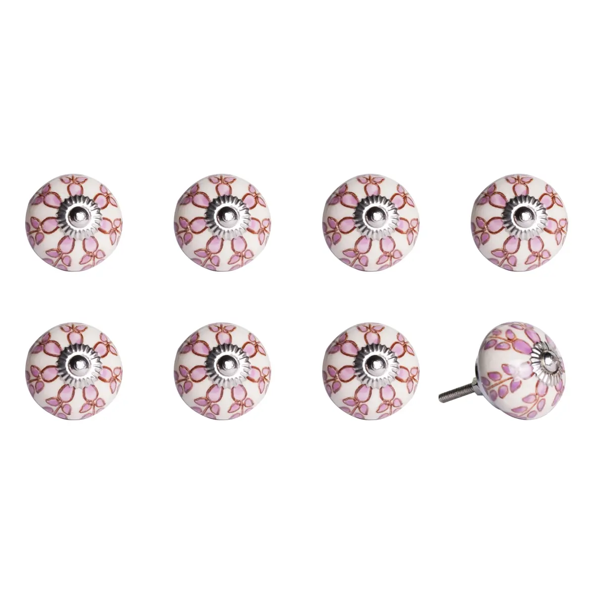 HomeRoots Furniture 321694 KI1228 Knob It - White, Pink & Burgundy - Pack of 8