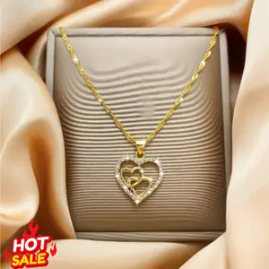 1 Piece Fashion Double Heart Gold Pendant Necklace for Women, Daily Wear, Valentine's Day, Birthday Gift, Mother's Day, Wedding Jewelry, Engagement