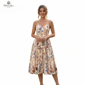 Petal & Loom Women's Boho Floral Adjustable Spaghetti Strap Sundress Flowy Summer Beach Party Dress,sun dresses women ,women's casual dresses,casual maxi dresses for women ,floral dresses ,floral dress for women