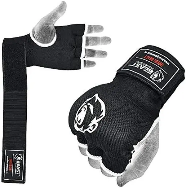 Beastpowergear Boxing Inner Gel Gloves (Pair) Quick Wrist Wrap Padded Knuckle Fist Protector Great Support for MMA, Kickboxing, Muay Thai & Martial Art Training Men & Women.