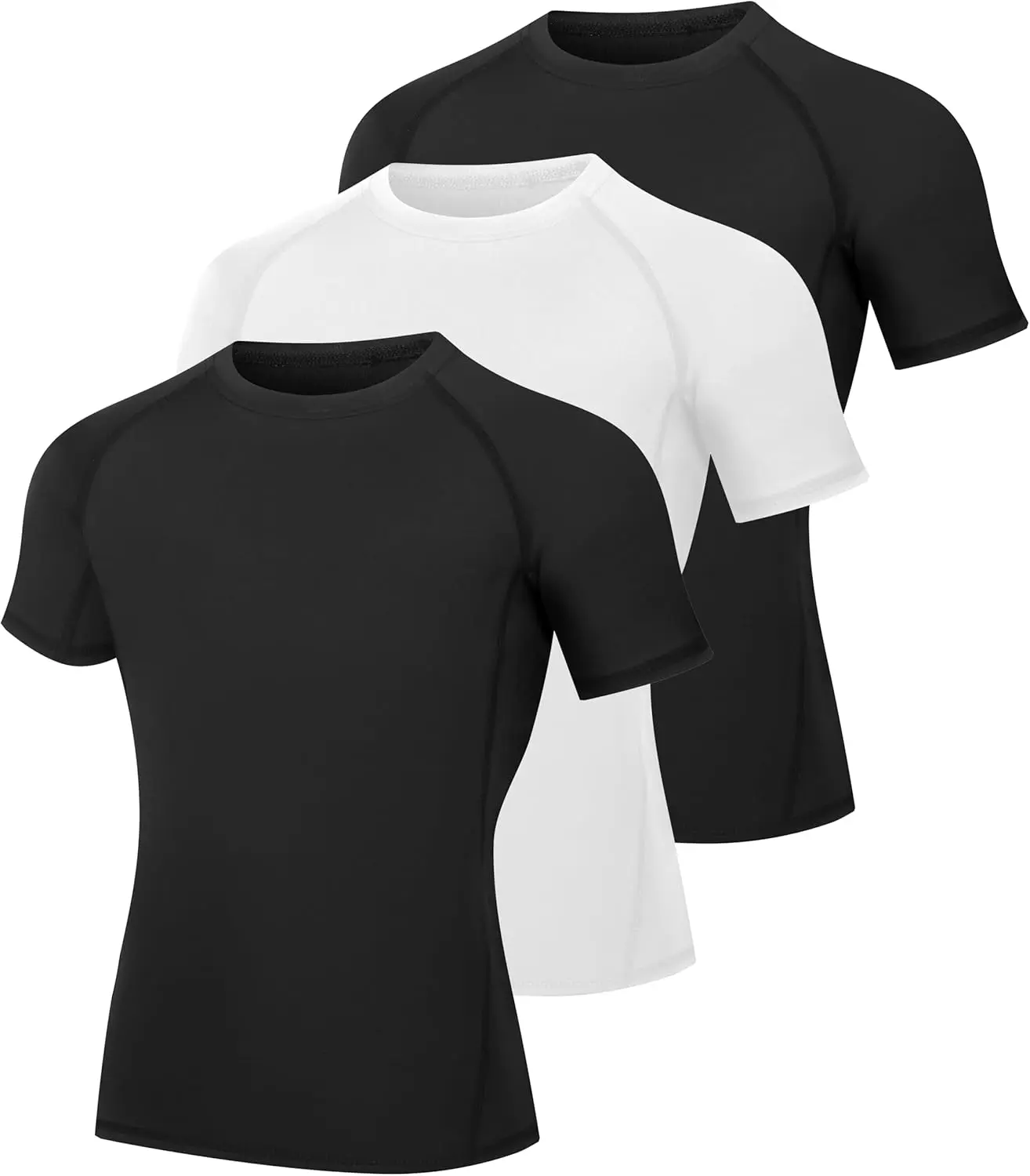 3-Pack Boys' Compression Shirts - Short Sleeve Activewear Sets, Quick Dry Base Layer with 15% Spandex for Basketball, Baseball & Softball, Enhances Mobility Kids Athletic Undershirt, Compression Shirt, Crewneck Sweatshirts, Base Layer T-Shirt