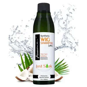 Synthetic Wig Shampoo Just Soak 7oz - Lightweight Cleanser for Daily Synthetic Haircare - Conditioner Frizz Cleansing