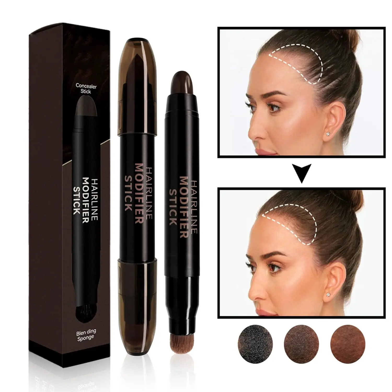 Hairline Pen for Gray Hair Coverage - Waterproof Haircare Color Touch-Up Stick, 1-Stroke Root Concealer, Long-Lasting Fill-In Tool