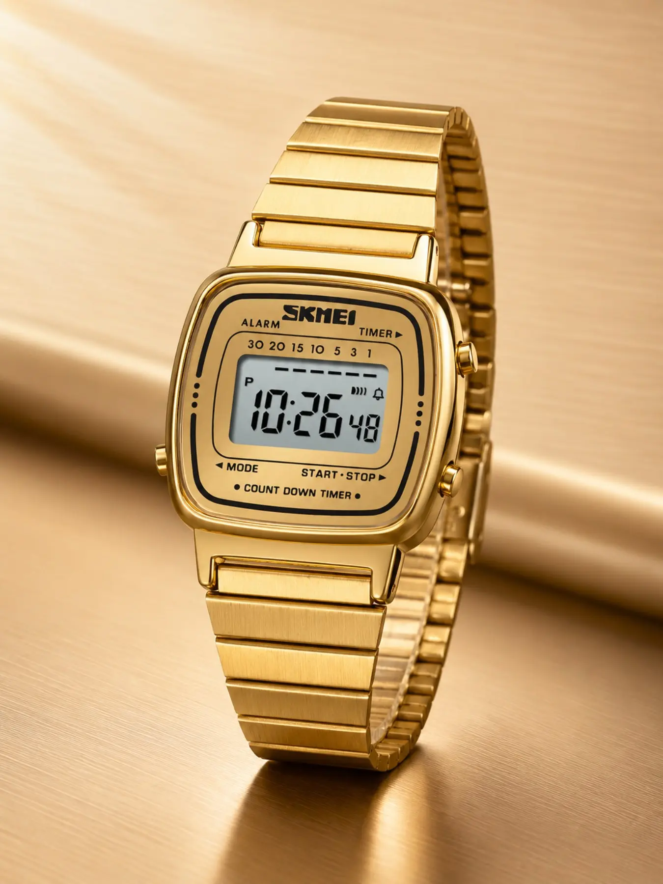 Women's Elegant Watch, Skmei Single Display Electronic Watch, Retro Fashion, Fashionable Stylish Watch, Fashionable Digital Watch, 25mm Dial, Alarm, Timer, Countdown, 30m Waterproof, Waterproof Multifunctional Watch