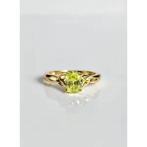 Sterling Silver Gold Celtic Peridot Ring