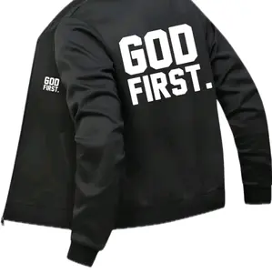 God First Zip-Up Jacket - Stylish Black Zip-Up Design with Customizable Fit, Long Sleeve, Comfortable Fit for Various Occasions