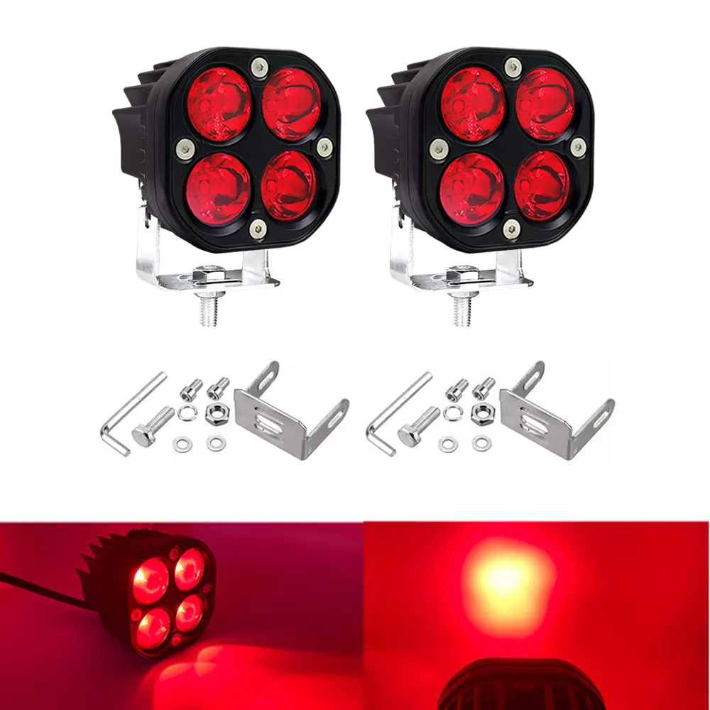 LED Combo Yellow Pods Lights 2Pcs 3Inch 40W Waterproof Red Driving OffRoad Fog Work lamp For Wrangler Offroad 4X4 Auto Car Jeep Truck ATV UTV Boat Motorcycle