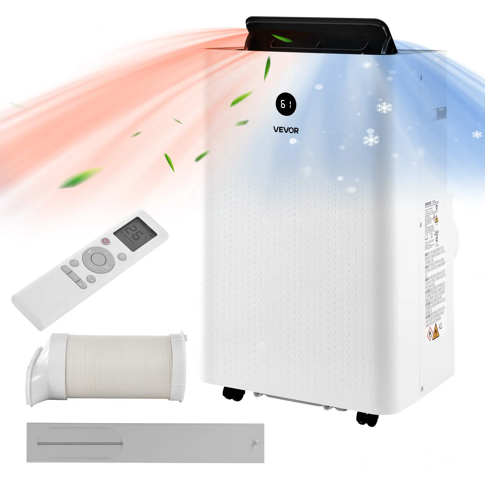 【DealsForYouDays】VEVOR Copper Tube Portable Air Conditioner & Heater Combo, 14000 BTU (9800 BTU SACC) 5-in-1 Standing Ac Cooling Fan, LED Touch Panel, Remote Control, 24h Timer, Dehumidifier/Sleep Mode, Bedroom Cooling Device, 36-49.2 In, Built To Last, S