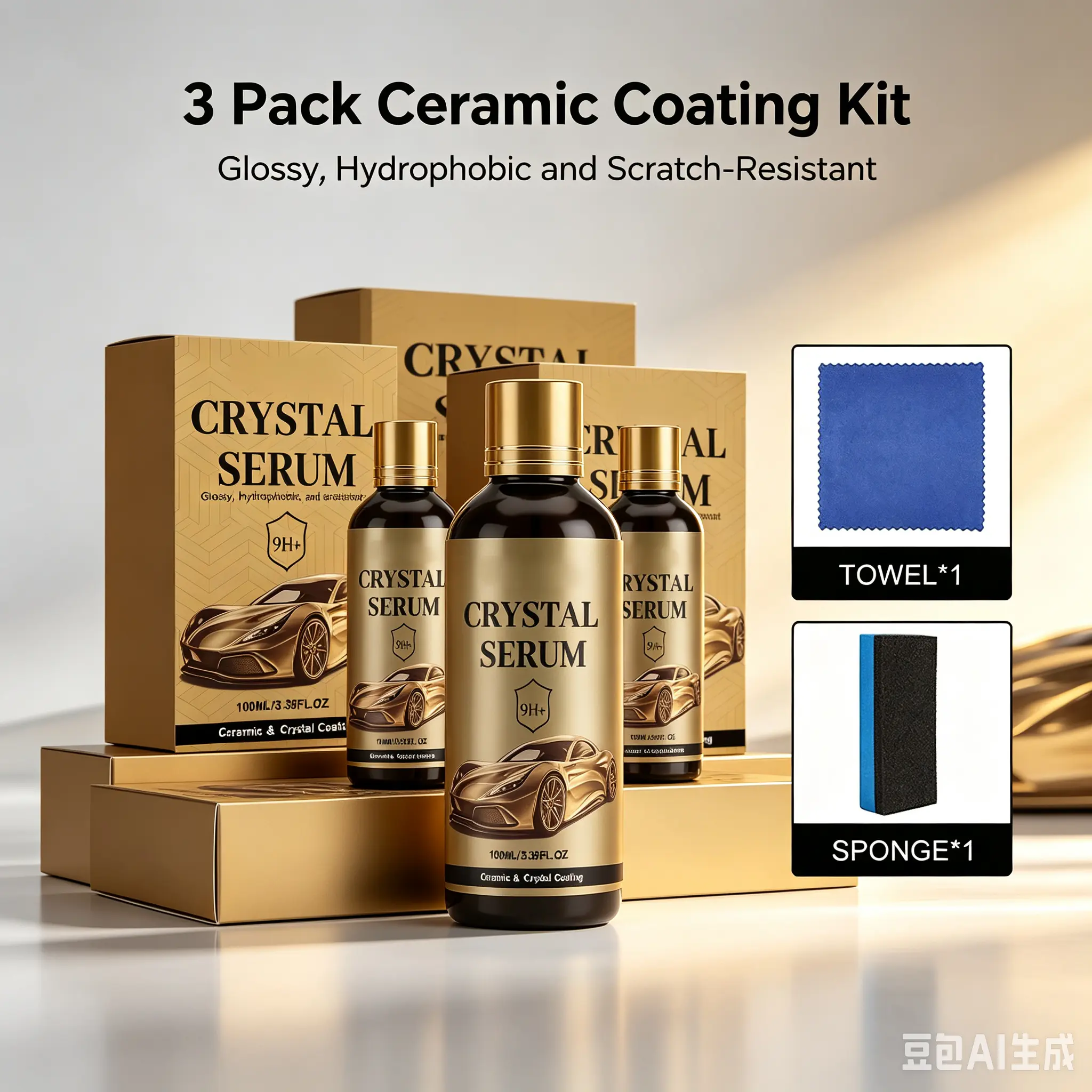 PTZ Crystal Serum, 9H Graphene Ceramic Coating, PTZ Crystal Serum for Cars 100ML Advanced Nano Ceramic Coating, Crystal Clear Coating, Protective Coating - Extreme Gloss &Protection for Automotive Auto Detailing