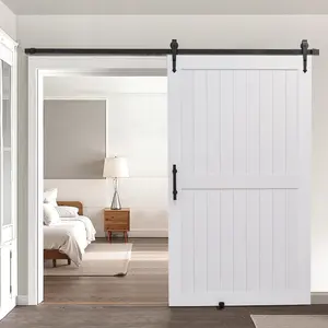 fathersdaygift VEVOR Sliding Barn Door, 48x 84 inch, High-Strength MDF Panel, Barn Door with Hardware Kit, Water-Proof PVC Surface, Easy to Install, H-Frame, Smoothly and Quietly Sliding for Living Room, Bathroom
