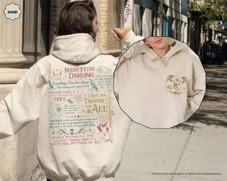 Hello Feyre Darling Hoodie, Acotar Fan Hoodie, Fantasy Reader Velaris City Of Starlight Hoodie, Bookish Hoodie,Book Gift