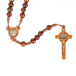 Cherry Finish Wood Rosary, Handmade in Italy, Custom Design