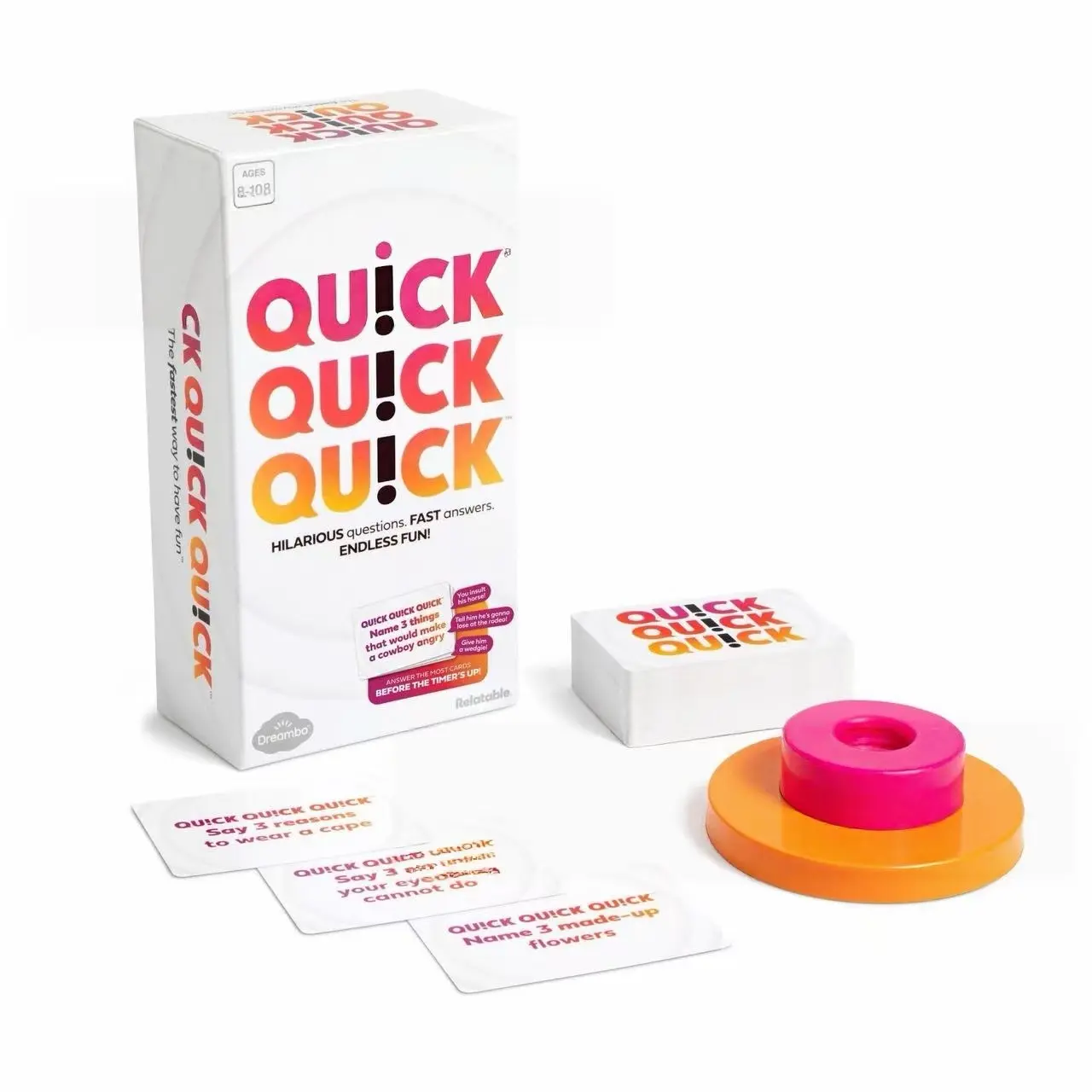 QU!CK QU!CK QU!CK Card Game | Fast Answer Family Party Game | Interactive Tabletop Game