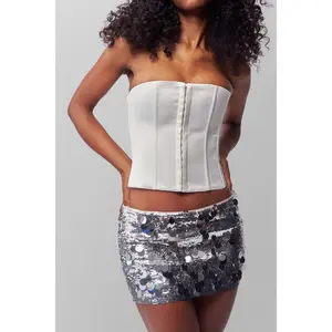 Satin Corset Strapless Top