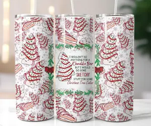 Christmas Tree Cake Holiday Stainless Steel Tumbler - 20 oz. - Perfect for Your Holiday Celebrations - Drinkware, Bottle