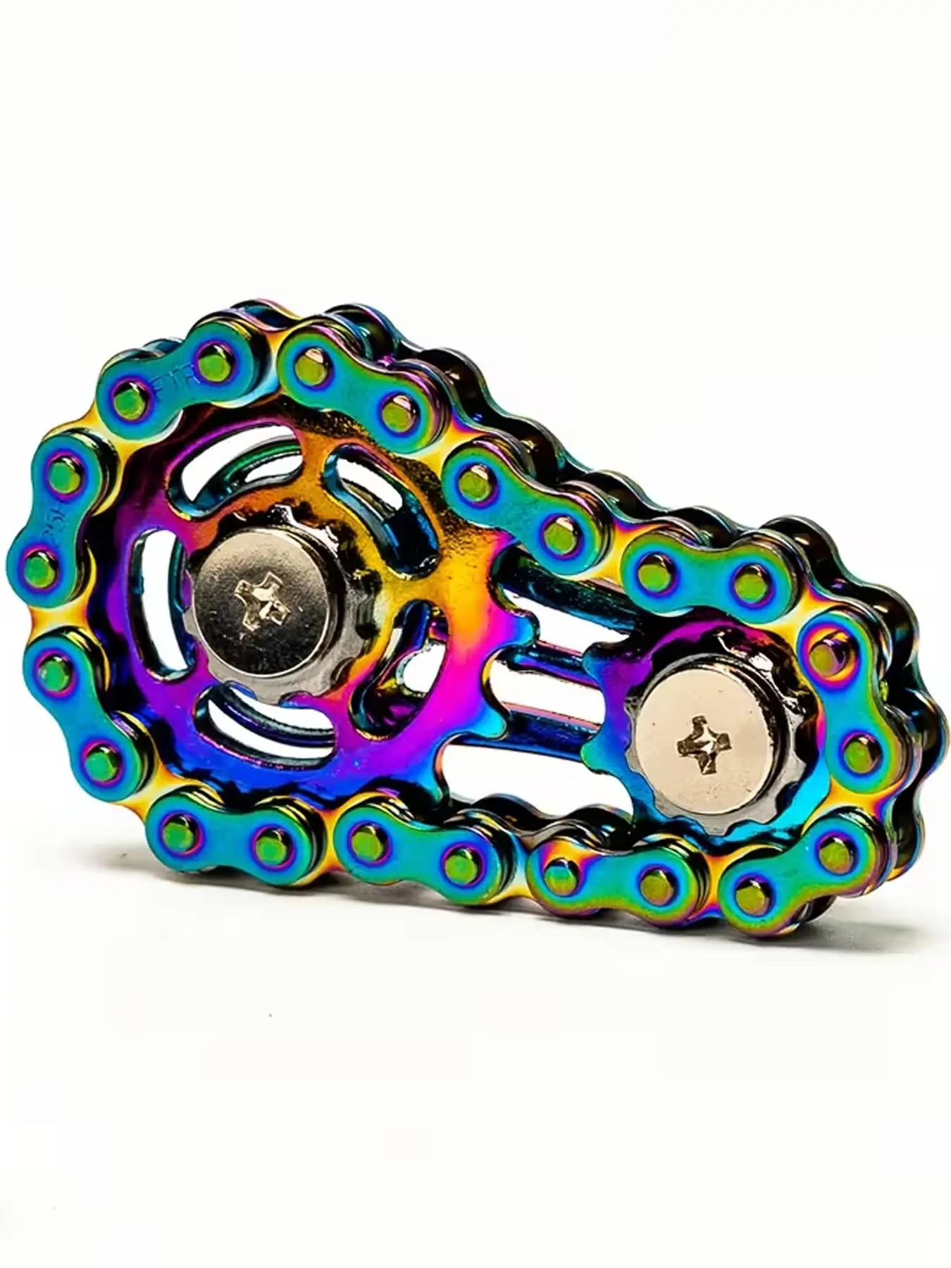 1pc Bike Chain Fidget Spinner - Silent CNC Machined Stainless Steel Gear Desk Toy for Adults | Steampunk Decor Anxiety Relief And Focus Tool for Office (Collectible Mechanical Art) | Mixed Color Metal Stress Relief Fidgeting Stress Relief Tools