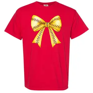 Softball Sketched Bow Comfort Colors T-Shirt 'NLB'