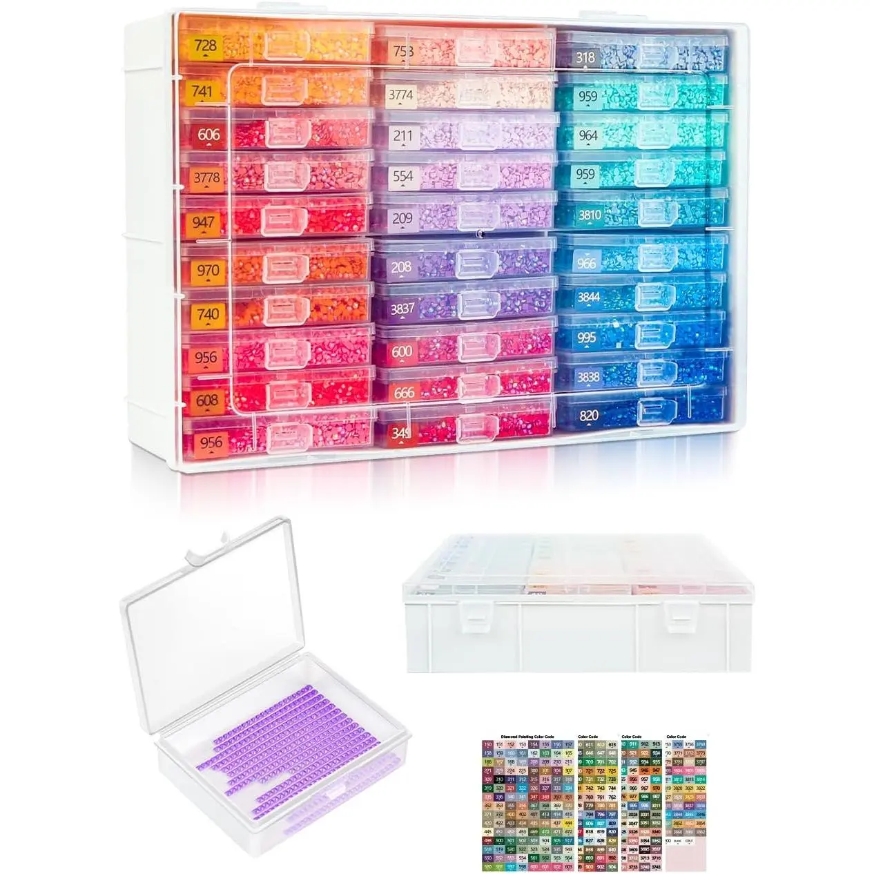 Painting Trays with  and  Art Storage, 30 count  Art Accessories with Storage Containers, 2-in-1 Drill Storage and Line-Up Tool, 1 Pack 5D  Painting Tools for Beads