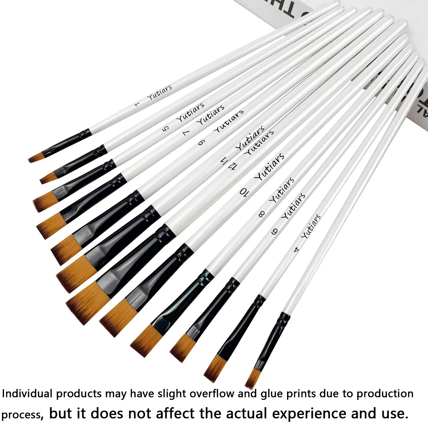 12pcs Yutiars Flat Angular Paint Brushes, Artist Paint Brushes Set for Acrylic & Watercolor Painting, High-Quality Art Supplies