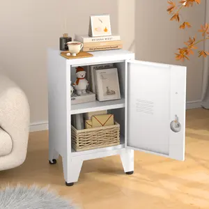 24.1" H Metal Storage Cabinet with 1 Doors, Small Locker with Shelves, Steel Pantry with Adjustable Leveling Foot for Kitchen, Employees, Office, Kids Locker