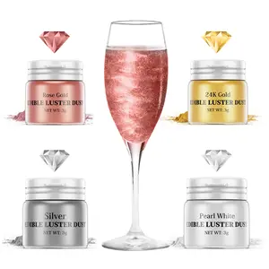 Food Grade Glitter Luster Dust 4×3g Bottle Shimmer Cake Dust Metallic Coloring Powder for Bake Cake Decor Fondant Chocolate Candy Drinks Cookie