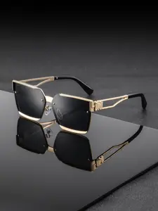 Men's Metal Rivet Square Frame Glasses, High-Quality Fashionable Decorative Eyewear, Large Frame Small Face Effect, Durable Trendy Style