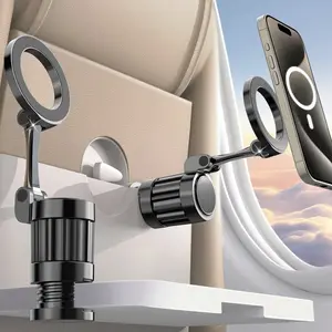 Travel Phone Stand, 360° Rotating Magnetic Airplane Phone Holder, Hands-Free Magnetic Safety Stand, Suitable for Travel Home Hotel