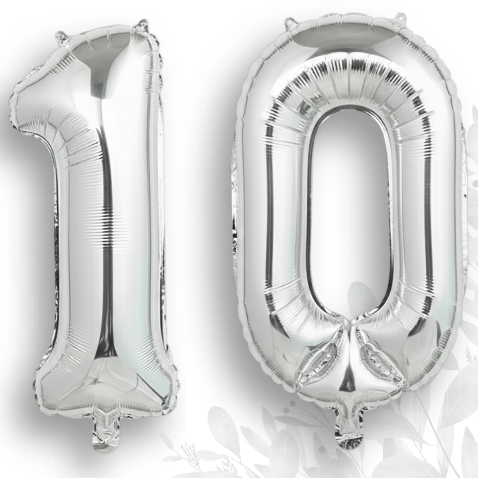 Silver Number Balloon 40 inch 10 to 90 - Metallic Mylar Foil Balloons Number 10th 11th 15th 16th 17th 21st 25th Birthday Party Decorations 12th Anniversary Graduation - Air or Helium Refillable Balloons