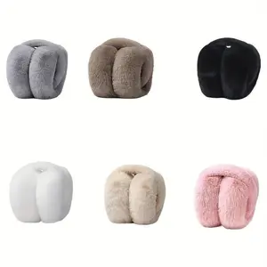 2/6PCS Women's Winter Warm Earmuffs – Fashionable Foldable Beige Cold Protection Gear With Adjustable Elastic Fit, Soft Fleece Lining And Storage Design, Cozy Outdoor Ear Covers For Skiing, Hiking, And Daily Wear TikTokShopBlackFriday unique beanies men