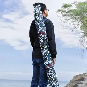 [W] 1pc High Quality Oxford Fishing Rod Bag Handbag Storage Organizer with Cloud Pattern Gray Foldable Backpack for Fishing Gadgets Tackle Pole Umbrella Travel Case Portable Camping Gear Organizer