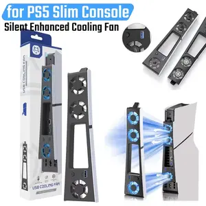 PS5 Slim Ultra-Thin Cooling Fan, Cooling Strong Airflow, Quiet Heat Dissipation System for Ps5 Slim Digital Version/HDD Version, 3 Fans USB 3.0 Interface, Essential Gaming Accessory
