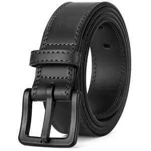 Nickel Free Cowhide Leather Belt For Men TSA Approved Non Metal Men’s Belt For Jeans With Hypoallergenic Buckle