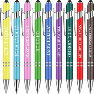 9 count Christmas Pens Funny Office Novelty Greeting Quotes Ballpoint Black Gel Ink Xmas Roller Pens for Christmas Gifts Coworkers Students Adults, Bulk