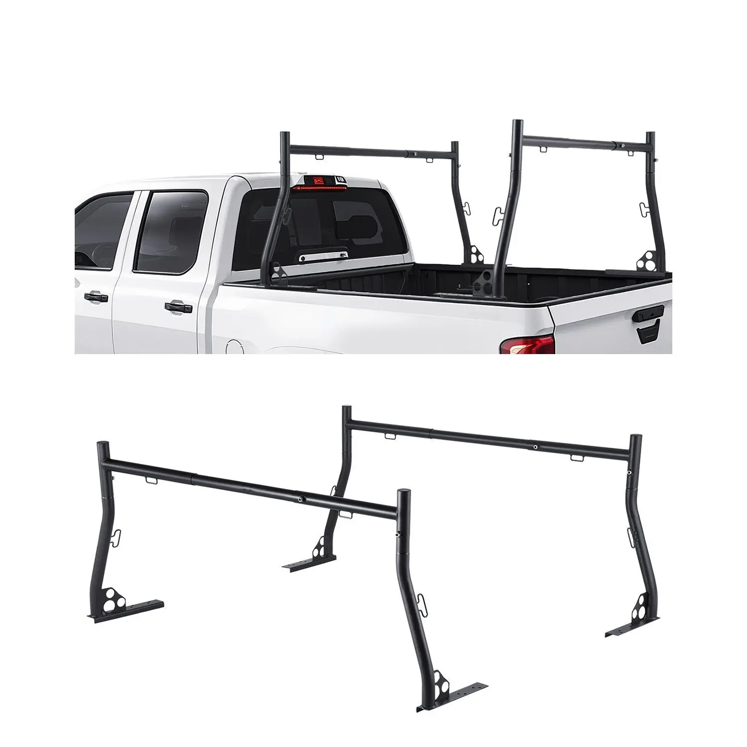 【DealsForYouDays】VEVOR Truck Ladder Rack, 49-73 in Width, Extendable Universal Cargo Rack, Heavy Duty Steel with 800 lbs Static Load Capacity, Ideal for Canoes, Surfboards, Ladders, Lumber, Tents, and Large Cargo
