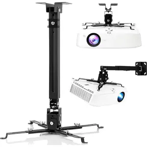 3-in-1 Projector Mount Wall/Ceiling Projection Bracket, Universal Height Adjustable Hanging Mount Bracket Holder with Extension Pole for  and Office Projector