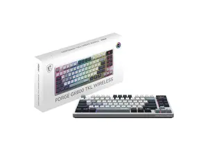 MSI Forge GK600 TKL Wireless Gaming Keyboard - Mechanical Linear Switches, Dye-Sublimated PBT Keycaps, Anti-Slip Base, RGB, USB 2.0, Bluetooth, 2.4 GHz - White